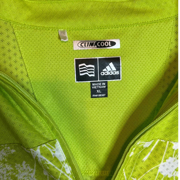 Adidas Climacool Womens Sz XL 1/4 Zip Green Top Floral Pattern - Picture 2 of 2